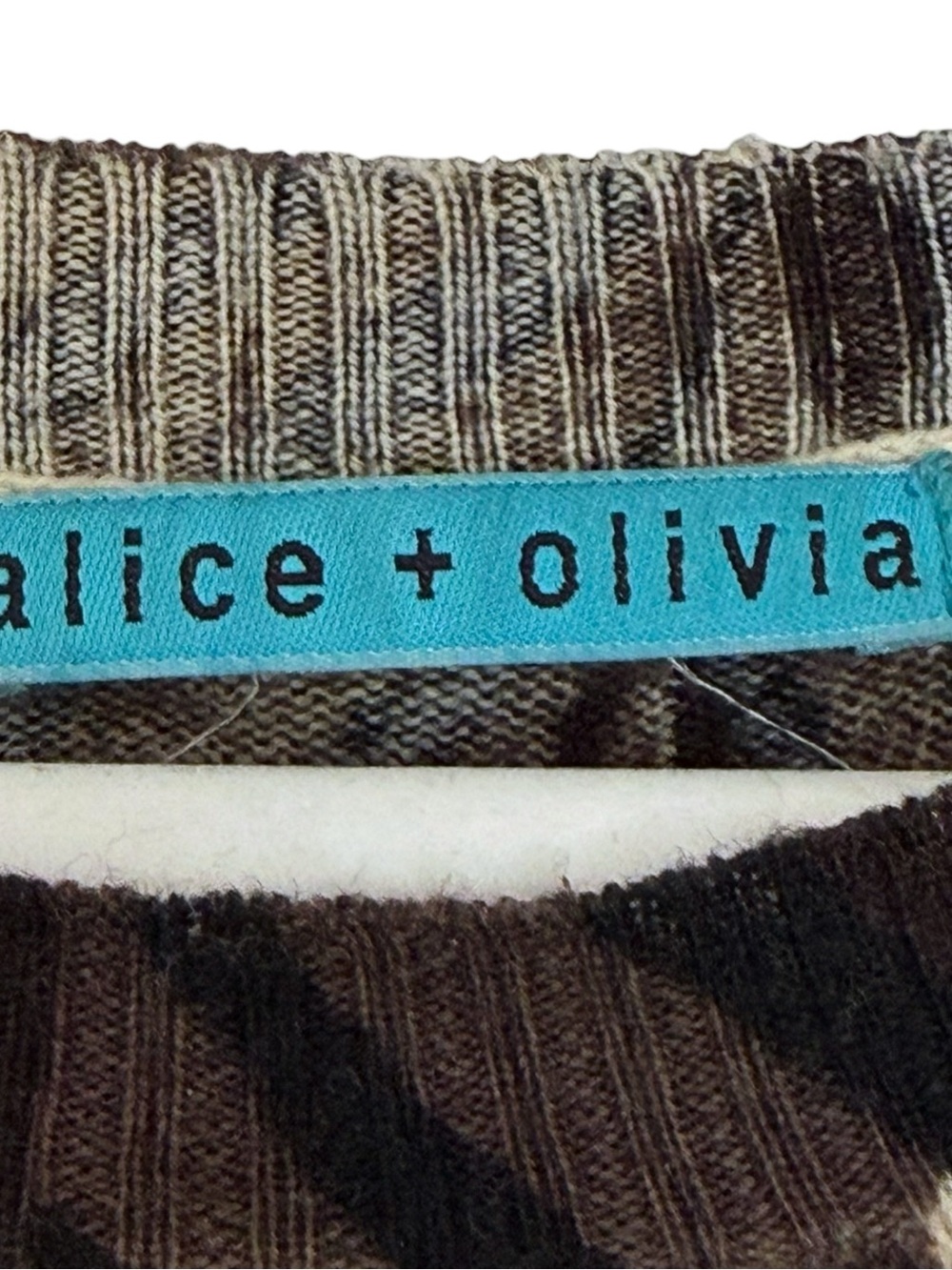 Alice + Olivia Brown Zebra Print Sequined Long Sleeve Top Size XS Wool Blend - Picture 3 of 3